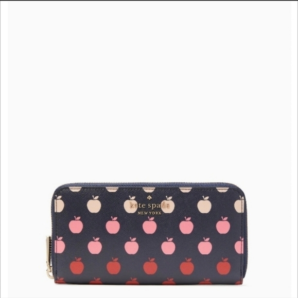 Kate Spade Perfect Orchard Apple Degrade Printed Large Zip Continental Wallet - Picture 1 of 11